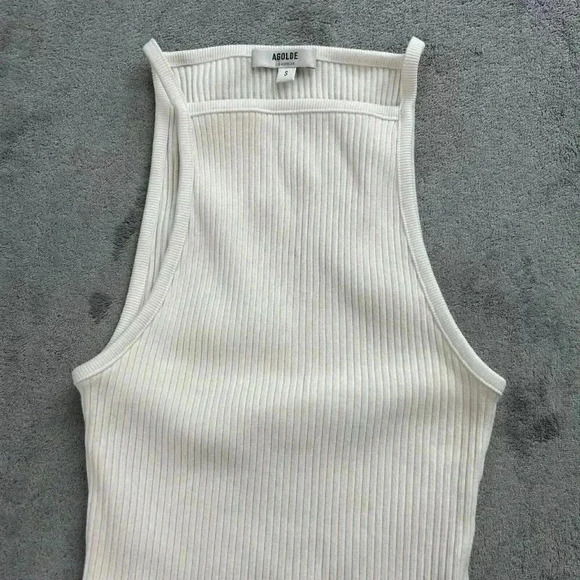 Agolde Top Womens Size Small White Square Neck Ribbed Knit Tank Top Mina Tank - Picture 4 of 10